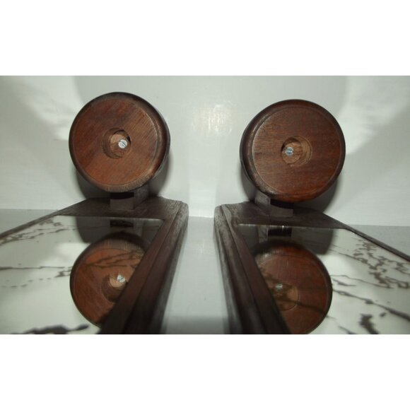 Wood Sconce (lot of 2) mirror crackled gold MCM candle votive holder 15" vintage - Picture 7 of 12